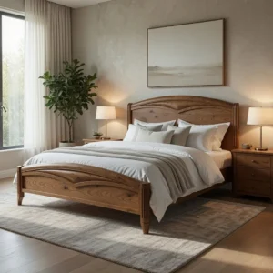 Aitana bed frame with matching nightstands in modern room