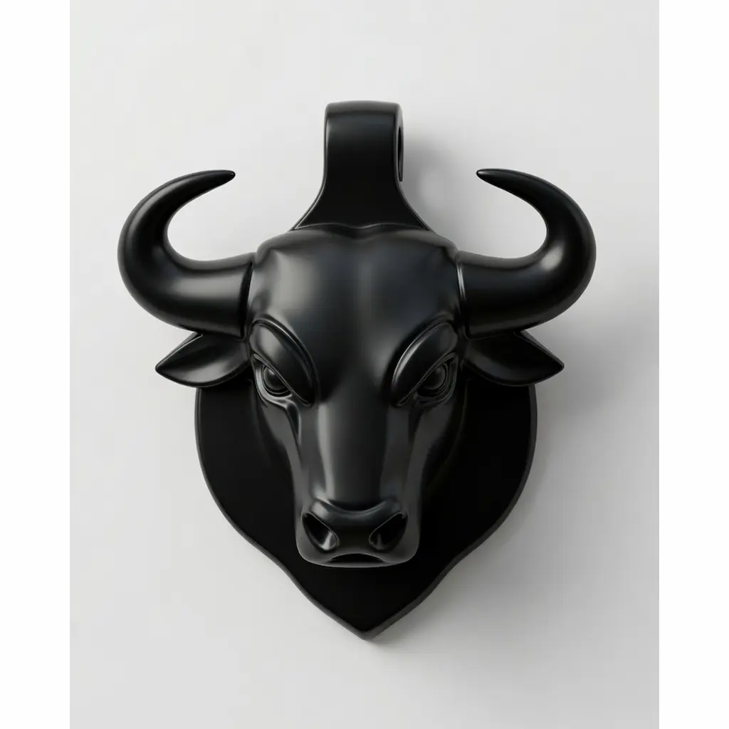 Colgante de collar con cabeza de toro negro brillante