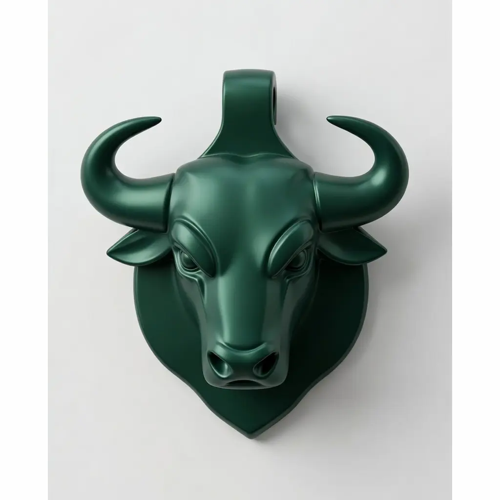 Recreación de un colgante con cabeza de toro de color verde oscuro