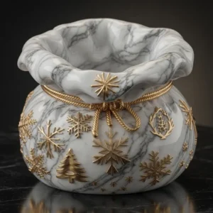 3D-Modell einer Weihnachtsgeschenktüte mit Schneeflocken- und Baumdetails