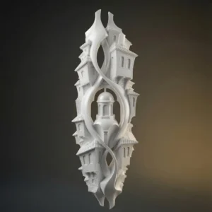 Organic fantasy architecture digital sculpture white preview