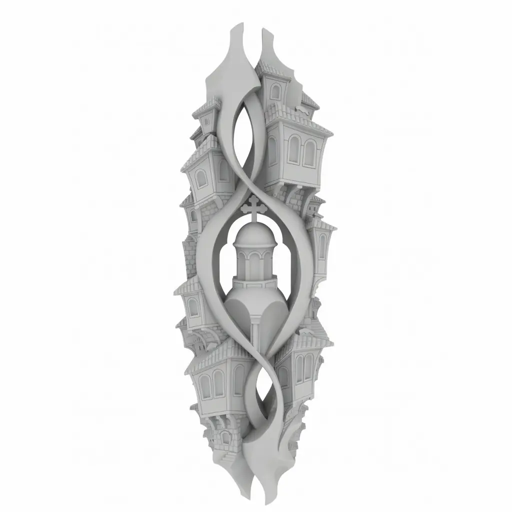 Organic fantasy architecture digital sculpture white preview
