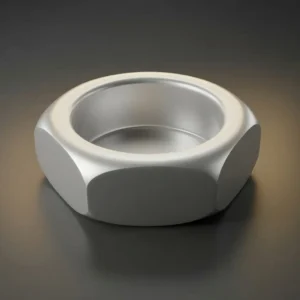 Hex nut bowl silver metal finish studio shot