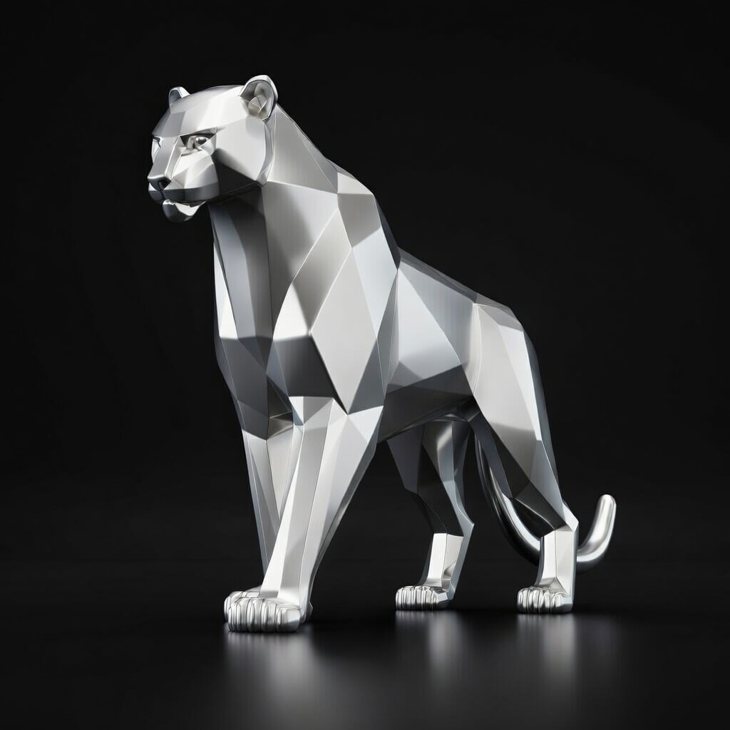 Low Poly Panther CNC 3D Relief Model 1
