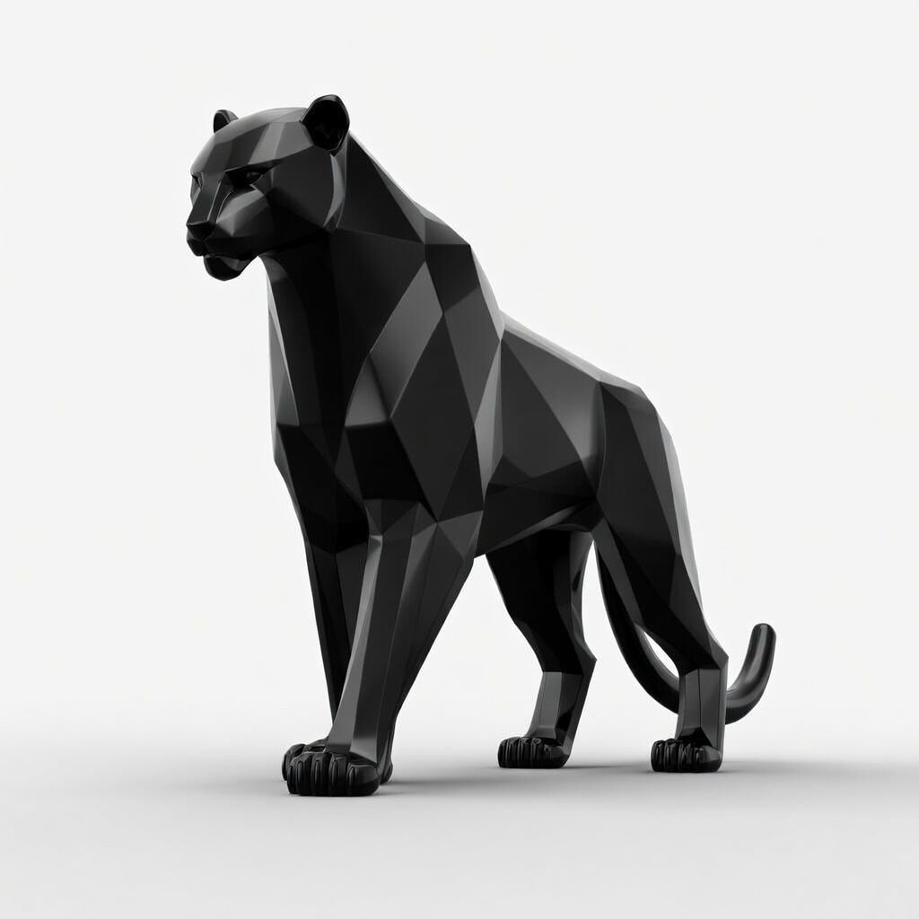Low Poly Panther CNC 3D Relief Model | Wooden Big Cat STL for CNC Router - Image 6