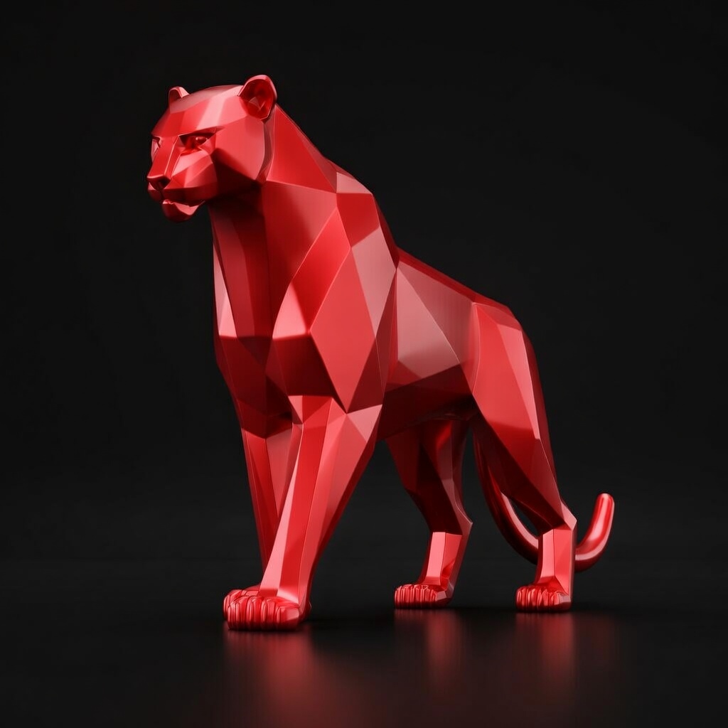 Low Poly Panther CNC 3D Relief Model | Wooden Big Cat STL for CNC Router - Image 4