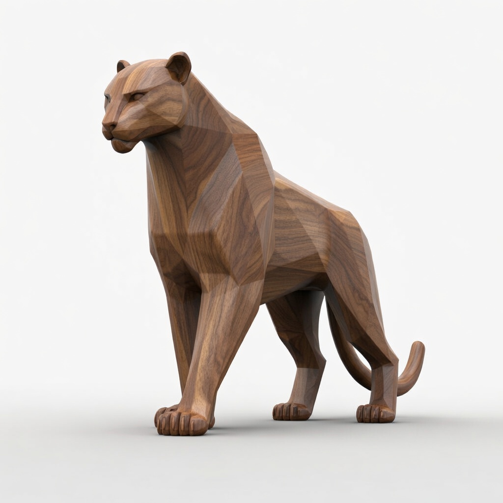 Low Poly Panther CNC 3D Relief Model | Wooden Big Cat STL for CNC Router - Image 3