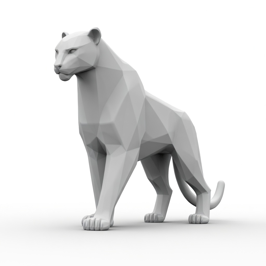 Low Poly Panther CNC 3D Relief Model | Wooden Big Cat STL for CNC Router - Image 2