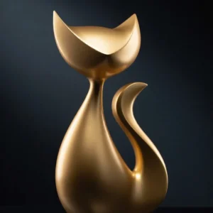 Metallic gold modern abstract cat 3D model