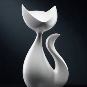 Modern Abstract Cat 3D Model – CNCreativo 2 Matte white modern abstract cat sculpture