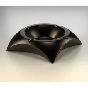 Moderner, skulpturaler Aschenbecher, 3D-Modell in dunkler Bronzeoptik