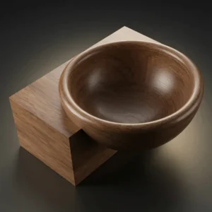 Modern Sculptural Bowl 3D Model in walnut finish