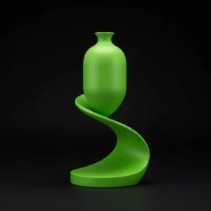Bright green twist base vase sculpture