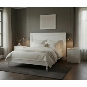Nerea bed frame white painted finish in modern bedroom