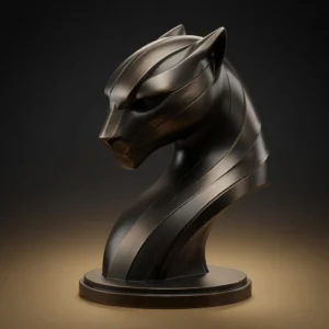 Buste de tête de panthère finition bronze foncé métallisé