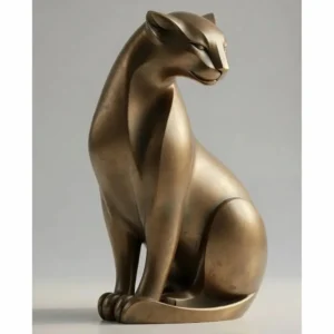 Bronze finish stylized sitting panther