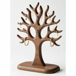 Stylized tree sculpture 3D model in rich walnut wood