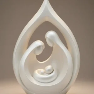 White teardrop mother and child abstract sculpture 3D model