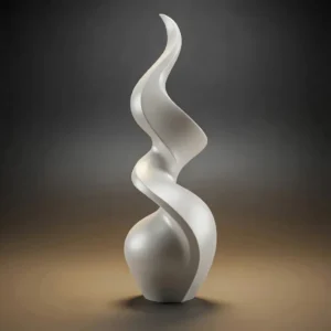 3D-Modell einer spiralförmigen Skulptur in mattweißer Ausführung