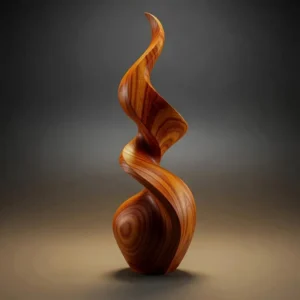 Moderne Spiralskulptur aus sattrotem Holz, 3D-Modell