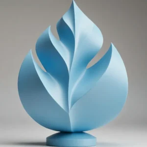 Modern abstract leaf sculpture 3D model in matte white showing flowing organic form