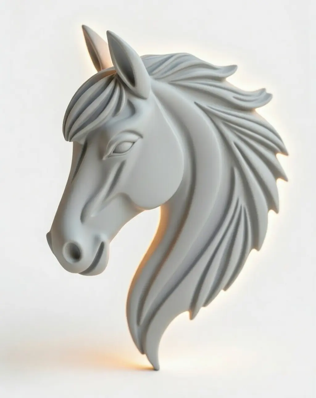 Perfil lateral de un modelo digital de busto de caballo realista