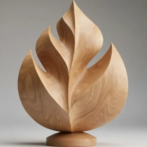 Modern Abstract Leaf Sculpture 3D Model Light wood grain version of modern leaf sculpture digital model