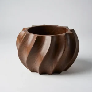 Side profile showing organic curves of spiral planter