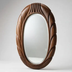 Elegant oval decorative mirror frame in polished gold finish 3D model