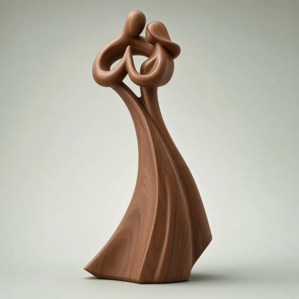 Detail of intertwined arms on couple sculpture