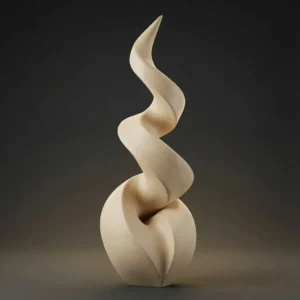 Light oak finish abstract spiral sculpture showing elegant twist