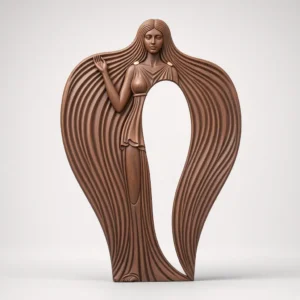 Dark walnut elegant muse sculpture 3D model studio render