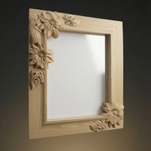 Floral carved picture frame CNC model in European ash wood