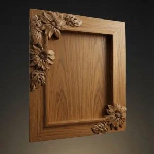 Burmese teak texture on carved floral picture frame CNC file
