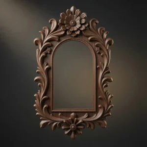 Dark walnut floral ornate frame wall decor model