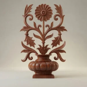 Rich mahogany finish on floral urn CNC relief model