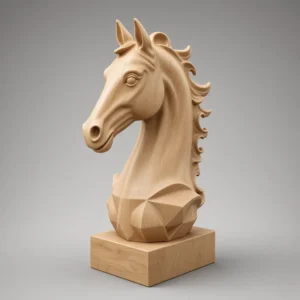 Light wood horse bust with flowing mane