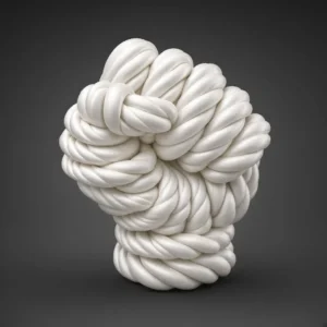 Knotted rope sculpture 3D model in white textured rope