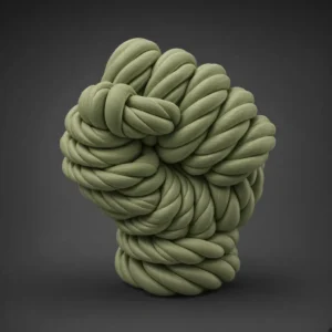 Sage green textured rope knot sculpture 3D model