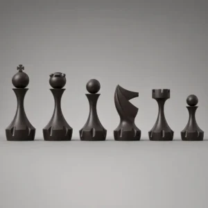 Dark wood version of contemporary chess set digital model