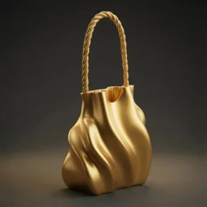 Brilliant gold metallic version of organic bag sculpture