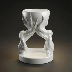 White nature-inspired root planter digital model