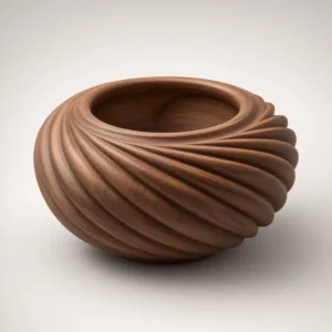 Dark wood twisted spiral decorative bowl