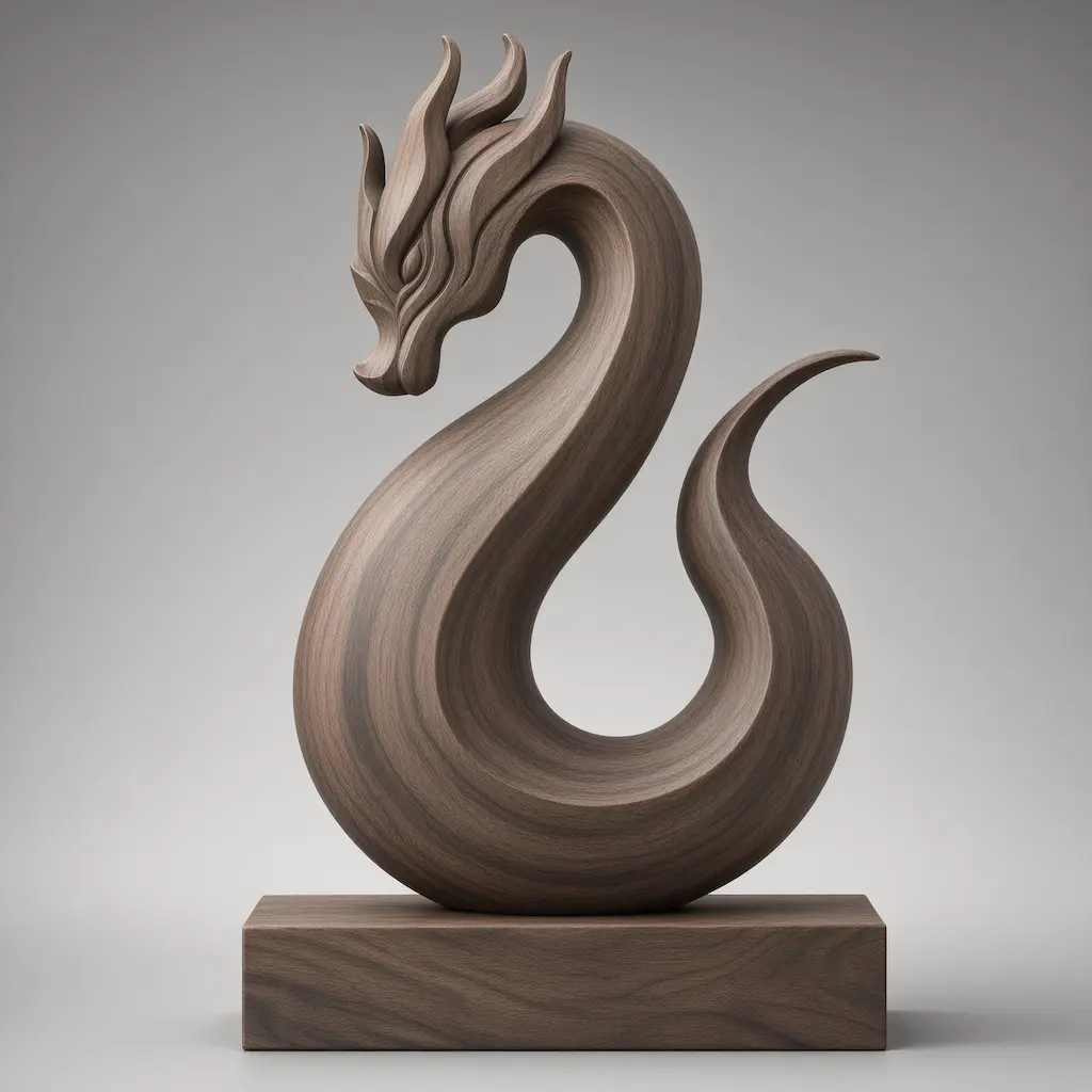 Detail of dragon head and crests on sculpture