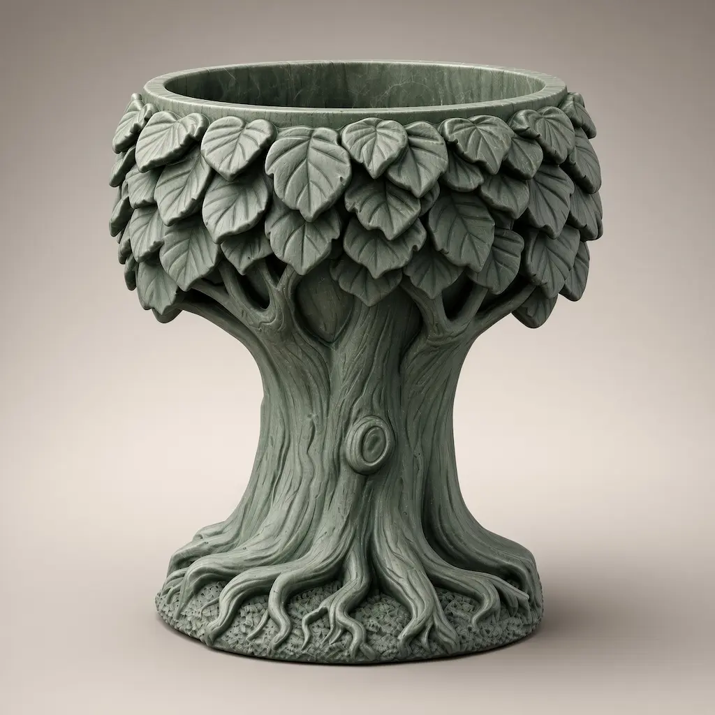 Green stone-effect tree planter 3D model