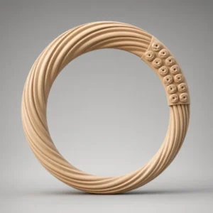 Twisted rope round mirror frame CNC model in light wood