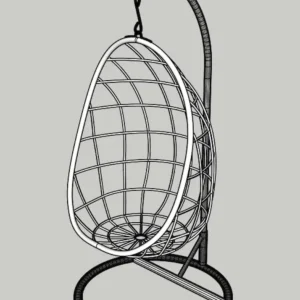 3D wireframe model of AURA Egg Chair showing grid structure