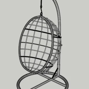 Photorealistic view of black hanging CÁPSULA Egg Chair